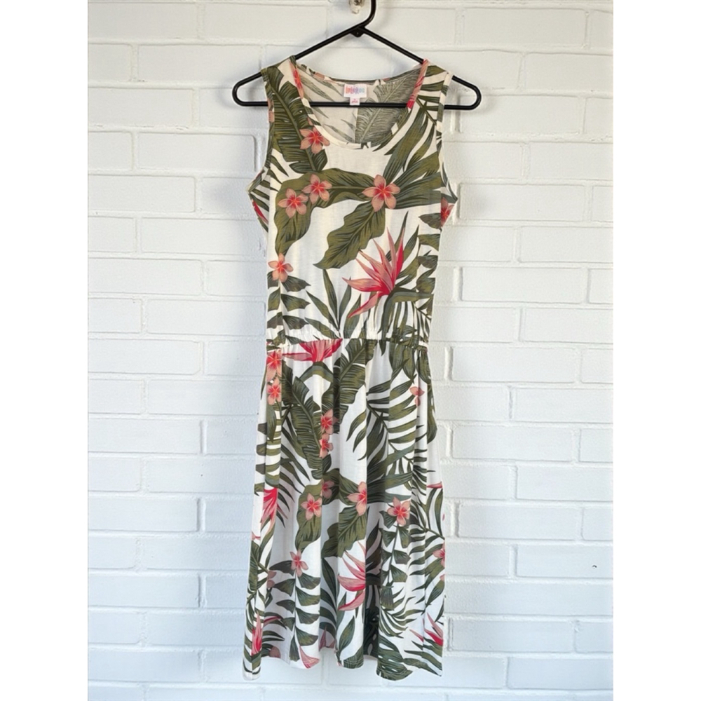 LuLaRoe Women's Small Tropical Floral Summer Sleeveless Tank Dress Vacation Chic